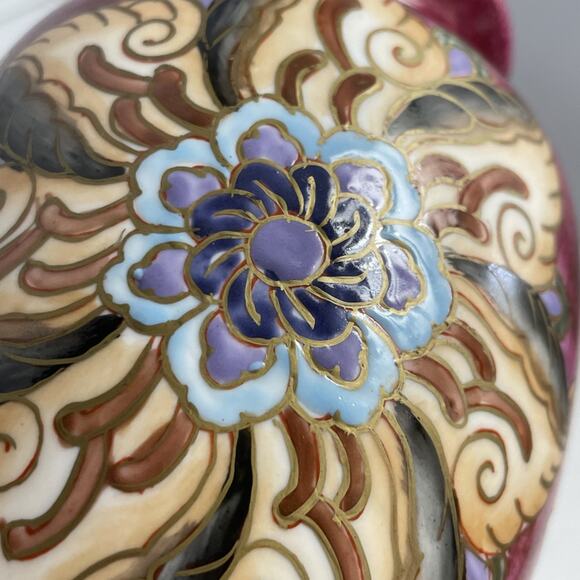 Vintage China Hand Painted Vase Flowers And Butterflies With Gold Accents - Picture 6 of 9